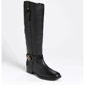 Tory Burch Elina 30mm Riding Black Boots Size 7.5
